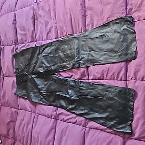 Vintage Boutique Europa Black Leather Pants with Lace-up Fly size 6 (tall)